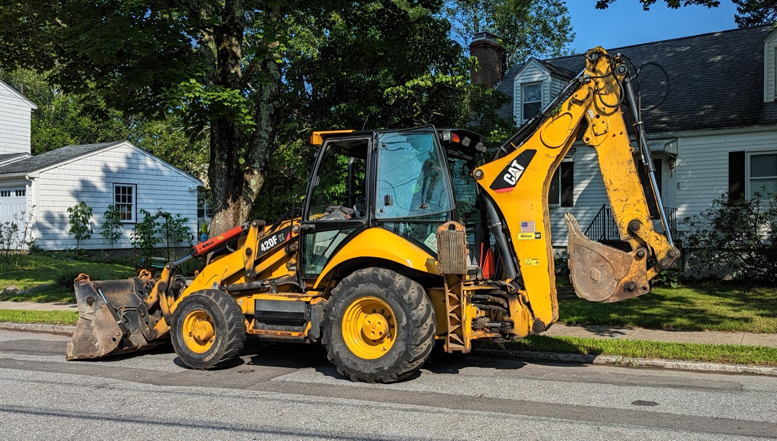 Backhoe loader on a job site